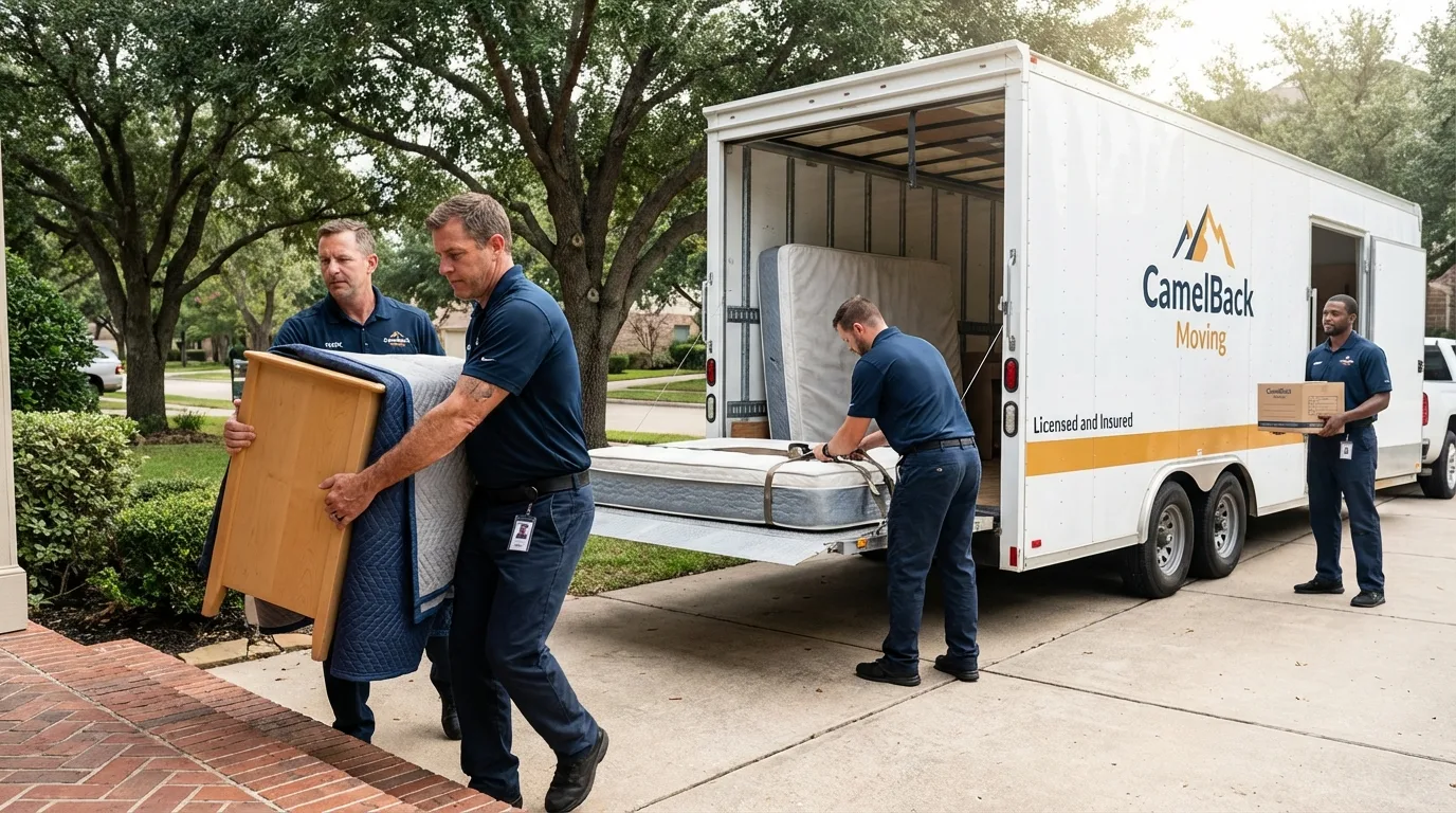Crew loading residential truck for cross-state move from Tribune, KS