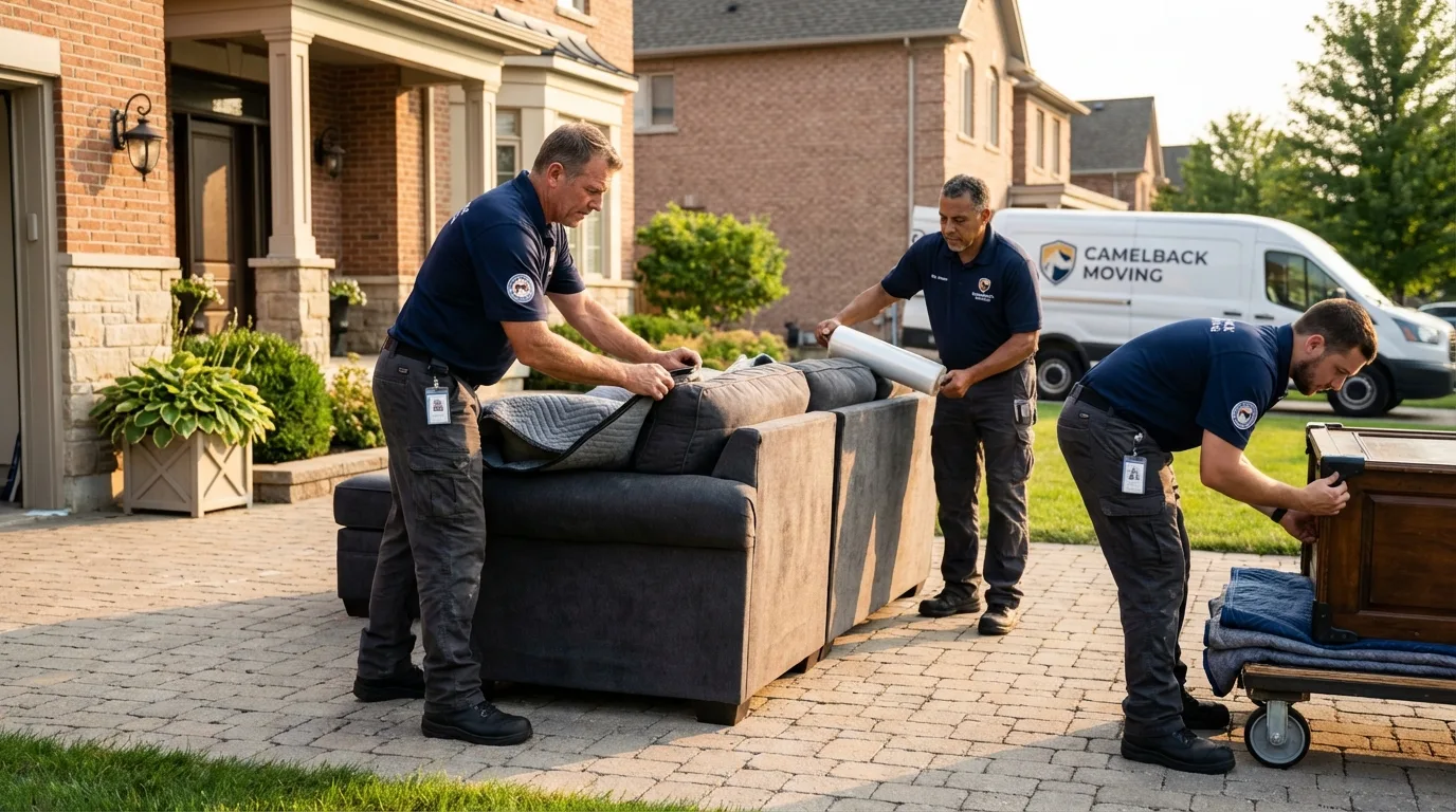 Large estate moving crew wrapping furniture in Tribune, KS